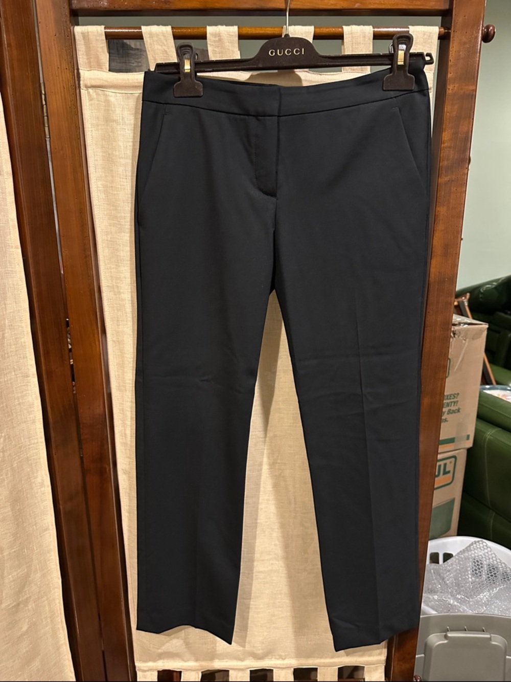 Theory Black Tailored Straight-Leg Trousers
